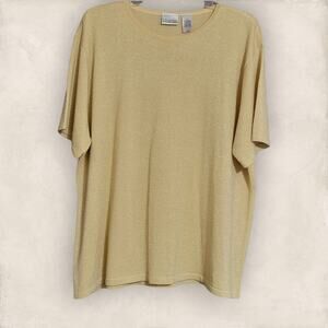 Vintage Villager Signature Liz Claiborne Yellow And Gold Metallic Top Size 2X
